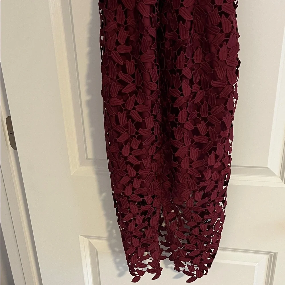 Bardot Elegant Backless Wine Lace Dress 8
